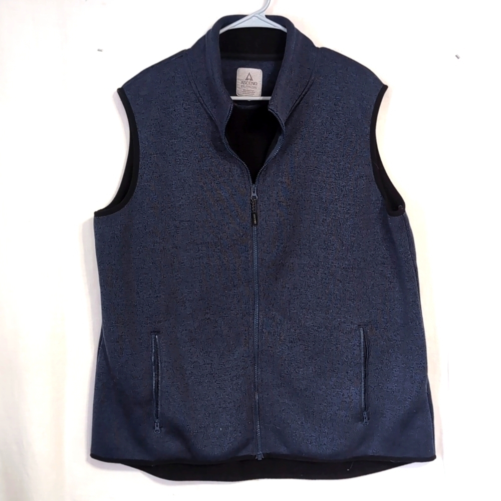 Ascend Men's Heather Blue Fleece Full Zip Vest Size XXL